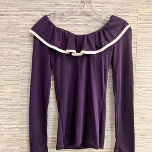 NEW!  Purple - Ruffled Neckline -Junior Sweater Top by B# - Size Small